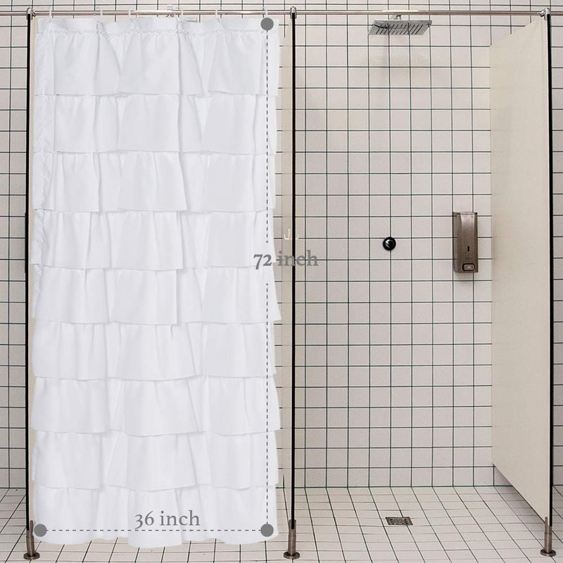 WestWeir Ruffle Shower Curtain,36-inches Wide Stall,White Ruffled Bath Curtains for Bathroom,Fabric Farmhouse Decor,Soft Touch Decorative Cloth Texture,(72 inch Long,1 Panel) - Image 3